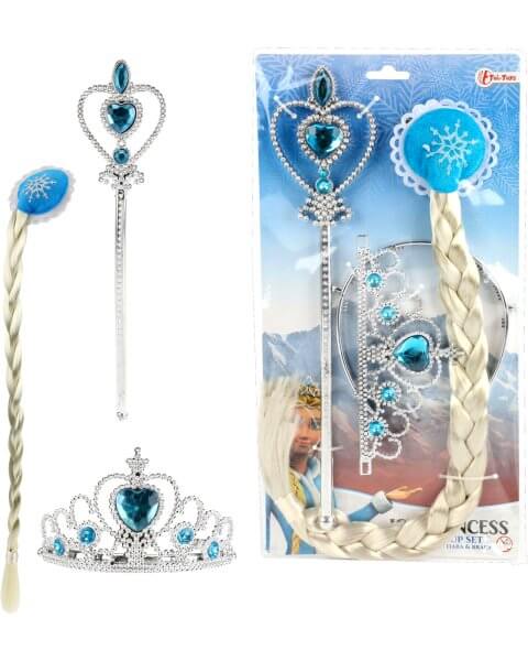 Ledo princesės burtų lazdelė su karūna ir kasa „Frozen Princess Set”