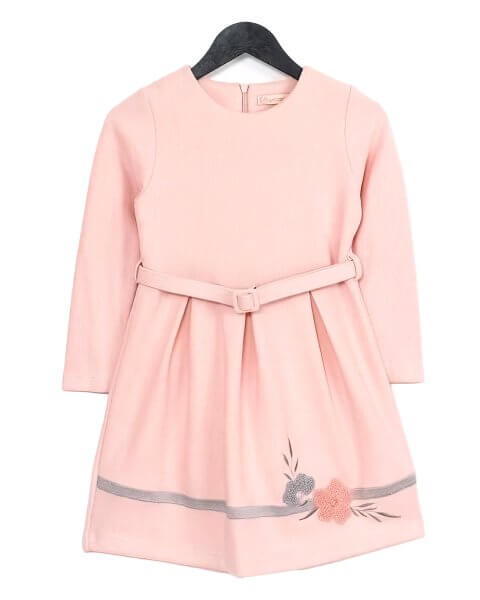 Suknelė mergaitei su dirželiu „Gėlytė”, rožinė 