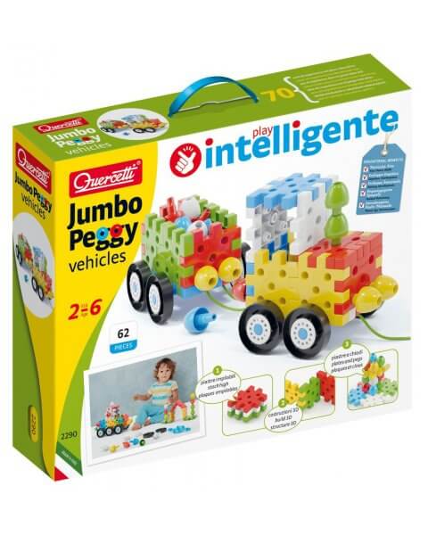 Konstruktorius - mozaika vaikams „Jumbo Peggy Vehicles“, Quercetti
