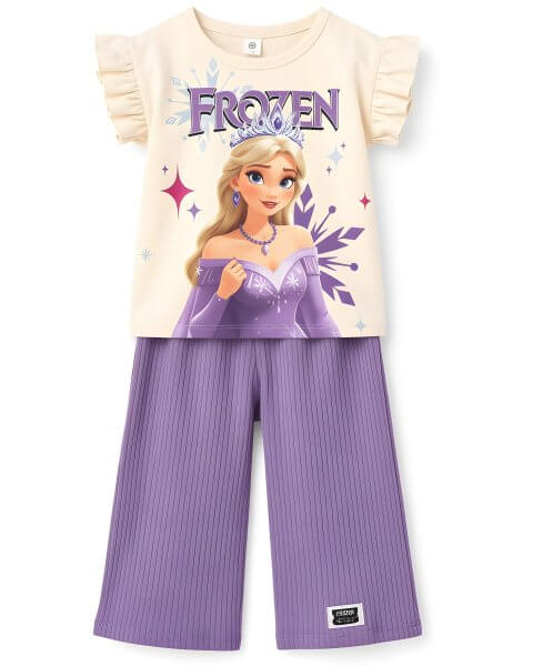 Komplektas mergaitei su palaidine ir bridžais &bdquo;Frozen&rdquo;, violetinis 