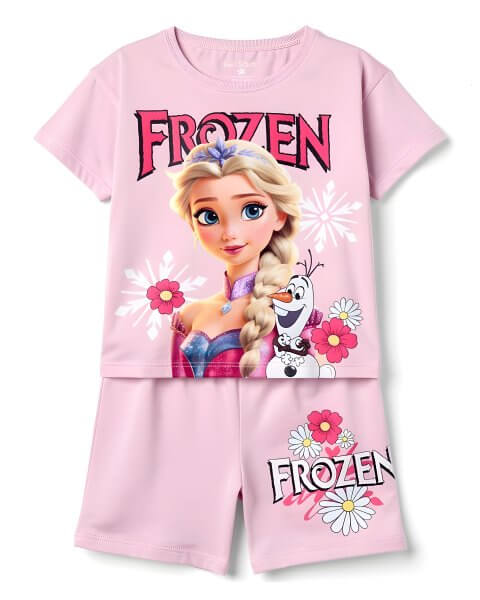 Komplektas mergaitei su mar&scaron;kinėliais ir &scaron;ortais &bdquo;Frozen&rdquo;, &scaron;viesiai rožinis 