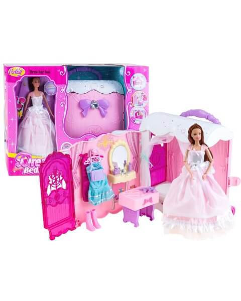 Lėlės kambarys - nešiojamas miegamasis su lėle 