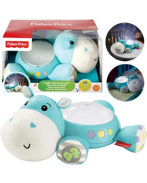 Fisher-Price naktinė lemputė - projektorius su raminančia muzika ir garsais &bdquo;Begemotukas&rdquo;, CGR38 