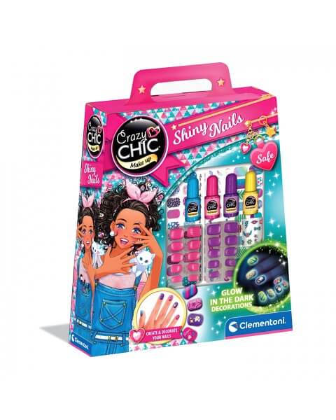 Tamsoje šviečiančių nagų lakų rinkinys mergaitėms „Shiny Nails”, Crazy Chic