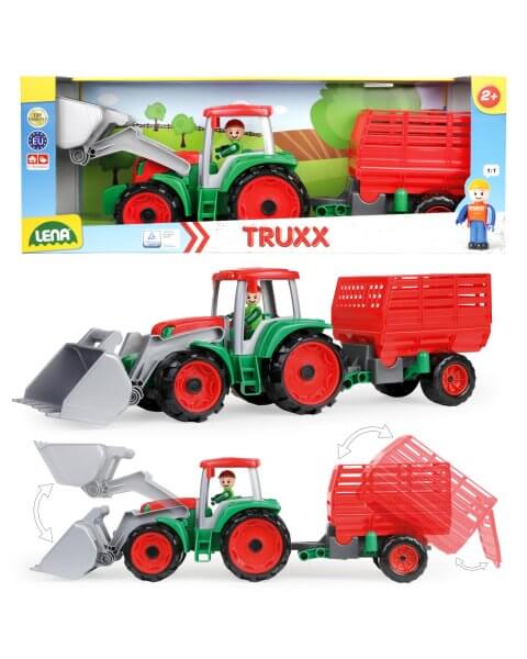 Žaislinis traktorius su priekaba „Truxx”, 55 cm, Lena 
