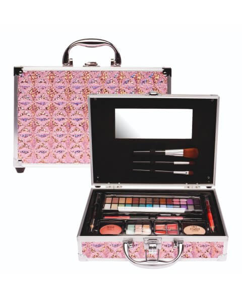 Makiažo rinkinys mergaitėms tviskančiame perlo efekto lagamine „Pink Holographic”