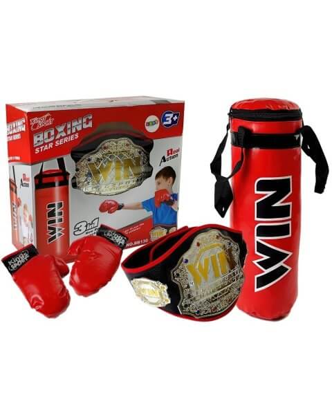 Vaikiška bokso kriaušė su pirštinėmis ir diržu 