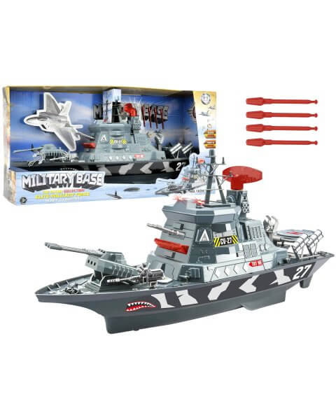 Žaislinis karinis laivas su garsais ir šviesomis, 57 cm 