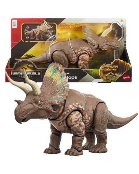 Žaislinis dinozauras su judinama uodega &bdquo;Eotriceratops&rdquo; 35,5 cm, Jurassic World, JGB92 