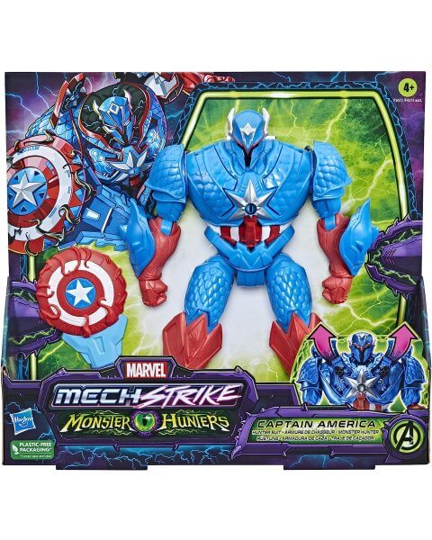 Kapitono Amerikos figūrėlė su robotizuotais &scaron;arvais &bdquo;Mech Strike&rdquo; Monster Hunters, Avengers 