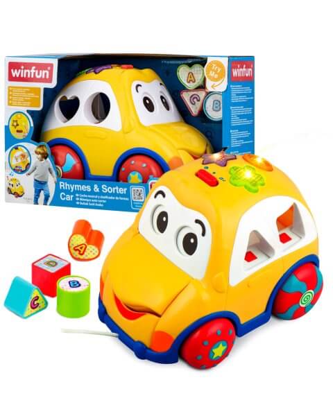 Traukiama muzikinė ma&scaron;inėlė &ndash; rū&scaron;iuoklis su formelėmis &bdquo;Rhymes & Sorter&ldquo;, Winfun 