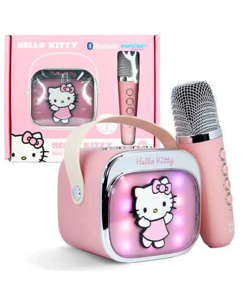 Vaiki&scaron;kas karaoke rinkinys su mikrofonu ir LED kolonėle &bdquo;Hello Kitty&rdquo; 