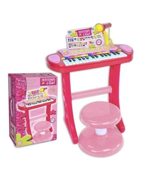 Pianinas su kėdute vaikams, rožinis, Bontempi 