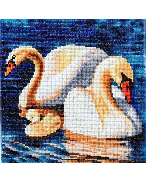 Kūrybinis rinkinys &bdquo;Crystal Art&ldquo; gulbės, su rėmeliu, 30 x 30 