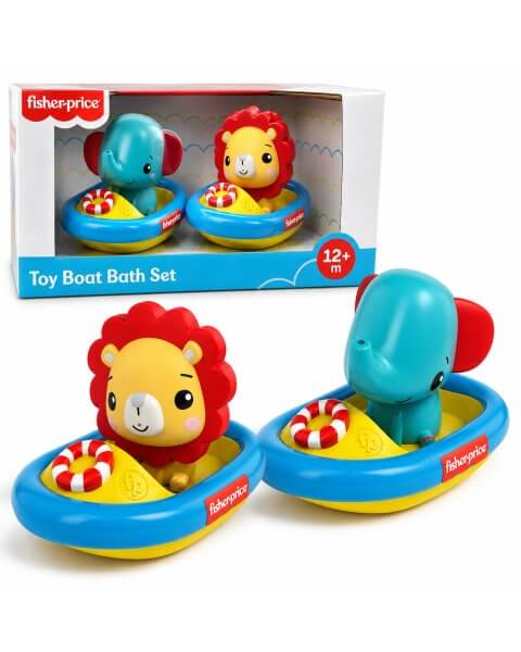 Fisher-Price vonios žaislų laivelių rinkinys &bdquo;Liūtukas ir drambliukas&rdquo; 