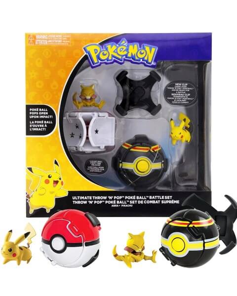 Pokemon diržas su 2 kamuoliukais ir 2 figūrėlėmis Pikachu ir Abra „Ultimate Throw 'N' Pop Poke Ball Battle Set
