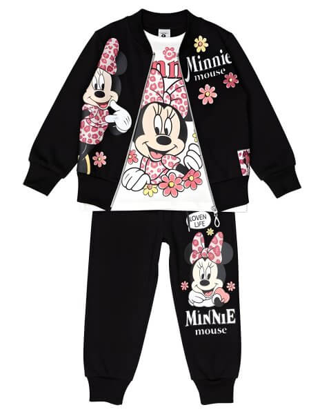 Komplektas mergaitei su džemperiu, mar&scaron;kinėliais ir kelnėmis &bdquo;Minnie Mouse&rdquo;, juodas 