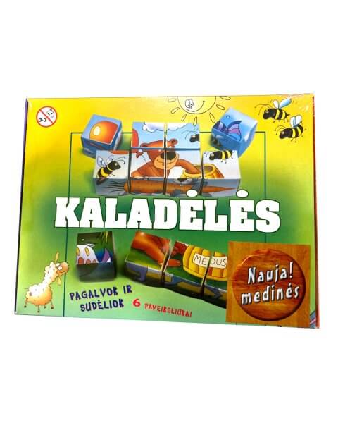Medinės kaladėlės su paveiksliukais 
