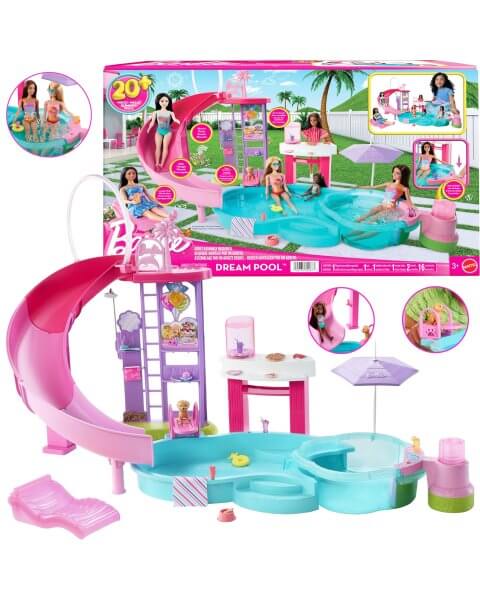 Barbie baseinas su čiuožykla, burbuline vonia ir 20+ aksesuarų, JFP01 