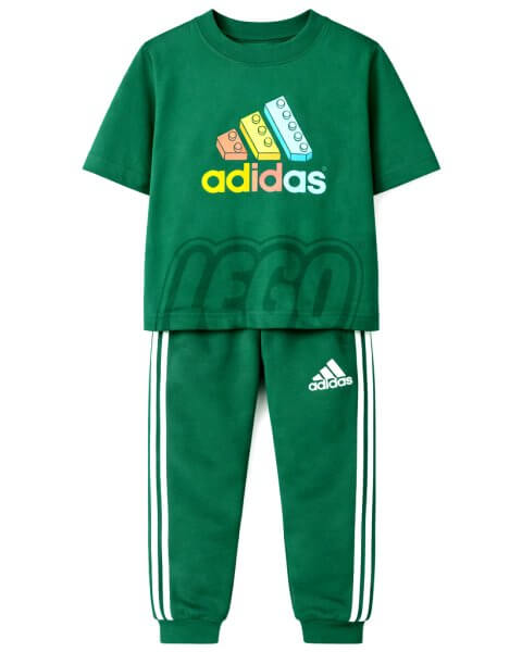Komplektas berniukui su mar&scaron;kinėliais ir kelnėmis &bdquo;Adidas: LEGO&rdquo;, žalias 