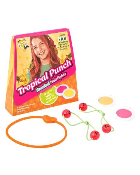 Kvepiančios plaukų dažymo kreidelės mergaitėms &bdquo;Tropical Punch Hairlights&rdquo;, FabLab 