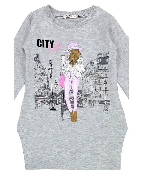 Tunika mergaitei, pilka „City Life”, Breeze