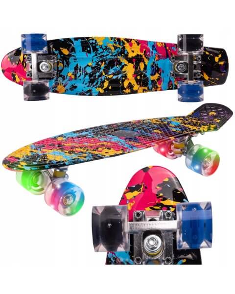 Mini riedlentė vaikams su &scaron;viečiančiais ratukais, Penny Board tipo &bdquo;Grafitti&rdquo;, 56 cm 