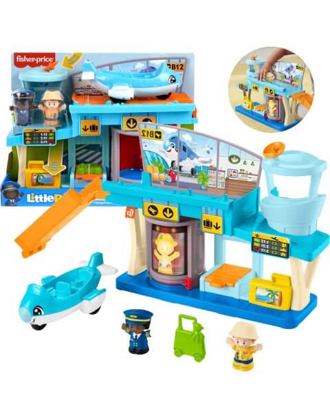 Fisher-Price žaislinis oro uostas su lėktuvu ir figūrėlėmis, HTJ26 
